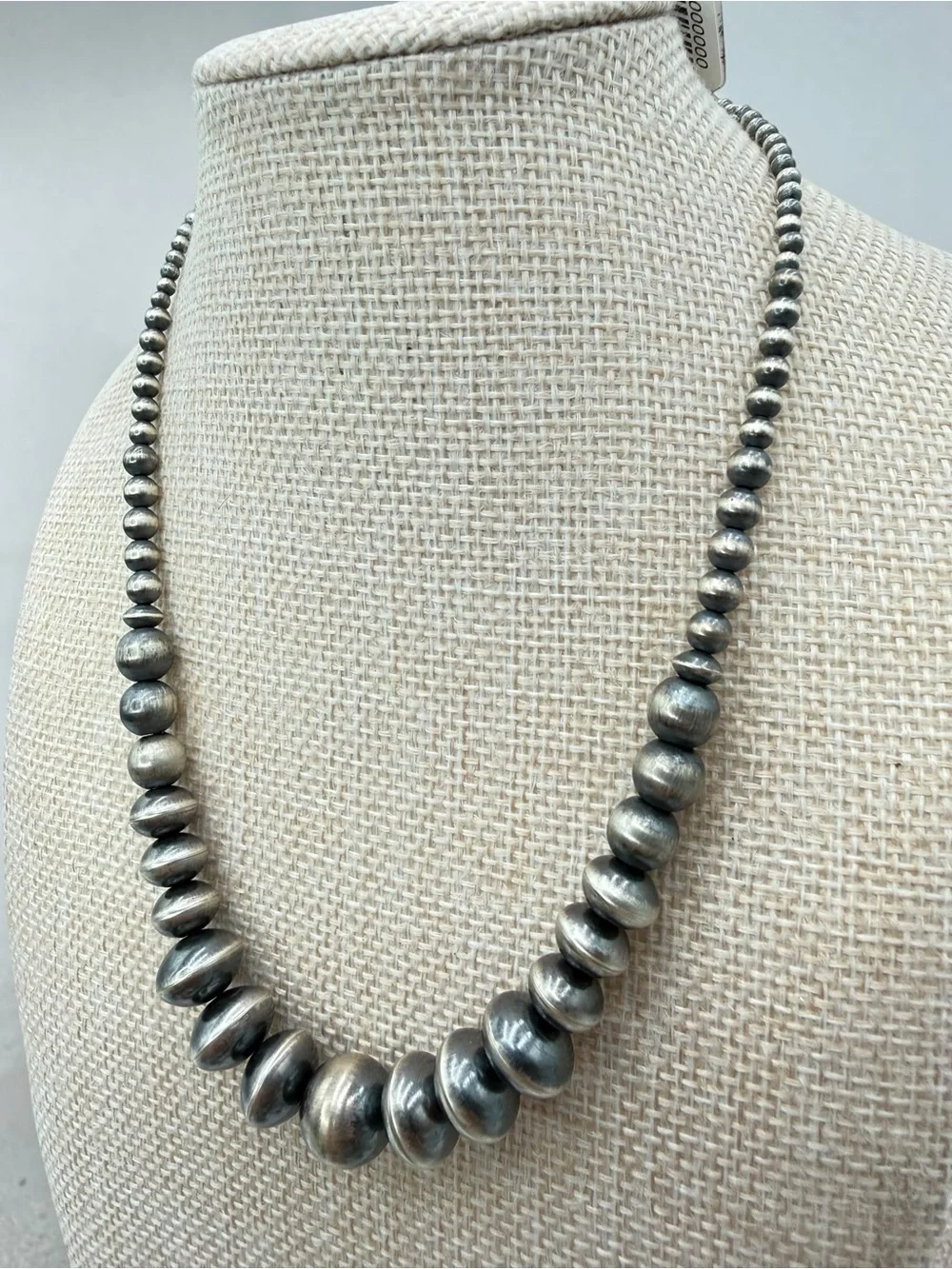 NWT Navajo Pearl Sterling Silver Graduated Bead Necklace 15” + 2” Ext Southwest